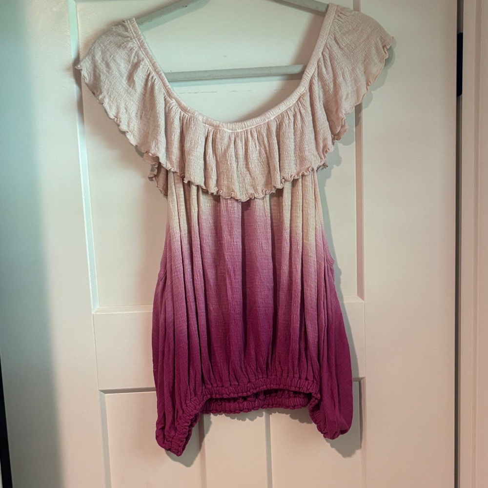 Free People Women's Ombre Ruffle Top